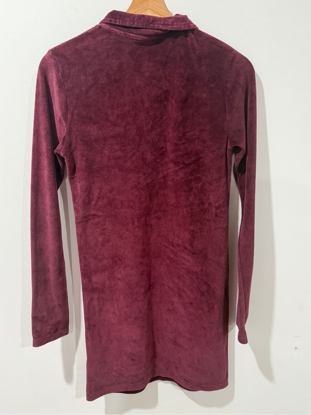 Jets Frans Burgundy Velour Zip Mock Neck Mini Dress Tunic Size S - Picture 4 of 8